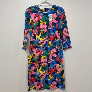 J Mclaughlin Womens Sophia Dress Small Island Blossom 3/4 Sleeve Catalina Bright